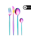 Axyaa 4-Piece Black Gold Stainless Steel Cutlery Set