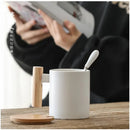 Axyaa Ceramic Handle Mug with Lid, Spoon Nordic Coffee Cup Teaware Drinkware