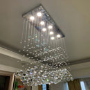 Axyaa Modern Rectangle K9 Crystal Chandelier LED Pendant Light for Living Room and Cafe