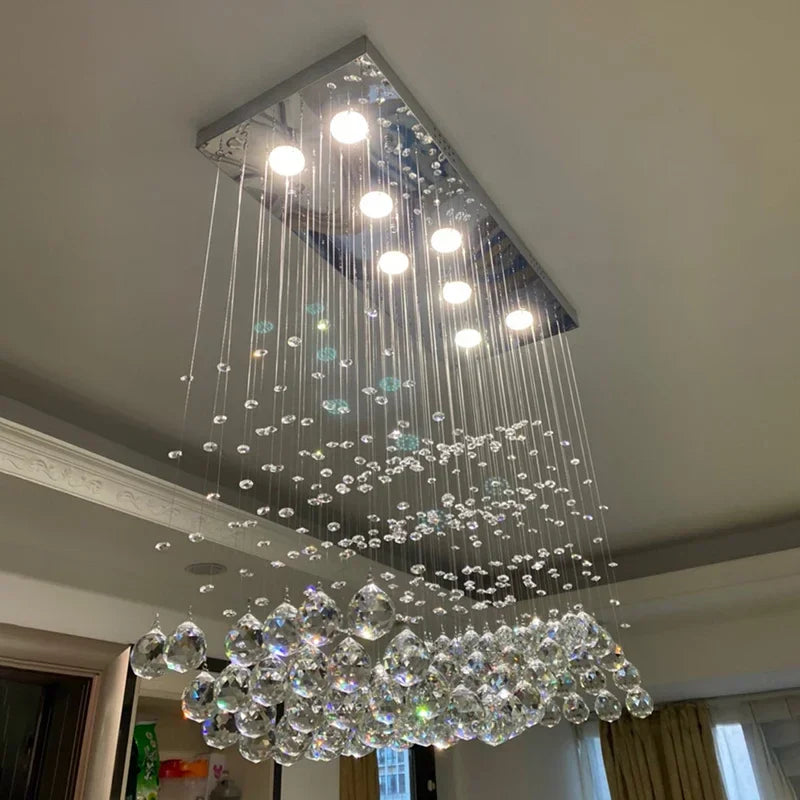 Axyaa Crystal LED Chandelier for Modern Indoor Lighting