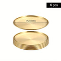 Axyaa Gold Stainless Steel Round Shallow Tray Plate Set for BBQ, Camping, Picnic