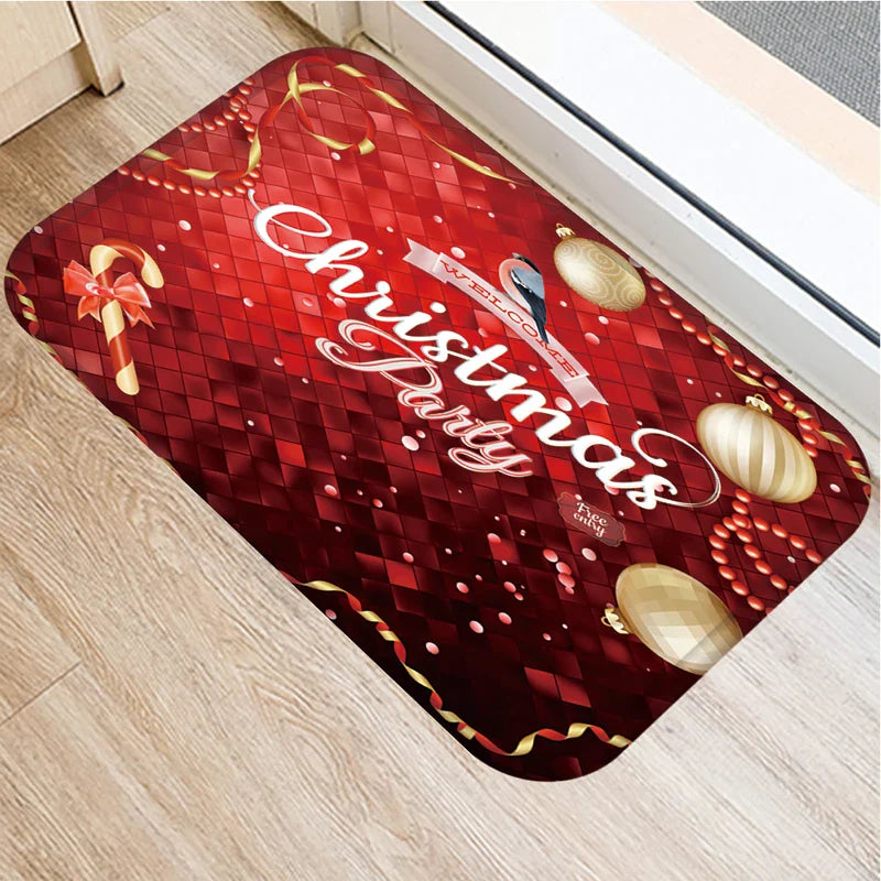 Axyaa Christmas New Year Home Decor Entrance Door Mat Non-Slip Living Room Hallway Carpet
