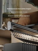 Axyaa Retractable Closet Rod Wardrobe Trousers Rack - Top-mounted Slide Rail Valet Rack