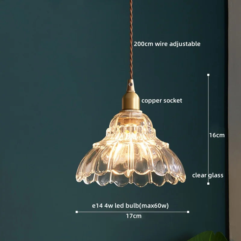 Axyaa Clear Glass LED Pendant Chandelier - Nordic Hanging Lamp for Kitchen, Living Room