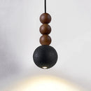 Axyaa French Retro Black Cave Stone Pendant Lights - Adjustable Bedside Fixtures