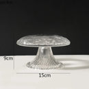 Axyaa Mushroom-Shaped Glass Seafood Sushi Plate - High Footed Dessert Serving Plate