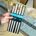 Axyaa 5 Pair Alloy Non-Slip Chopsticks Set for Kitchen Tableware Gift