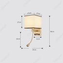 Axyaa LED Fabric Wall Light with Rotating Spotlight and USB Charging Port