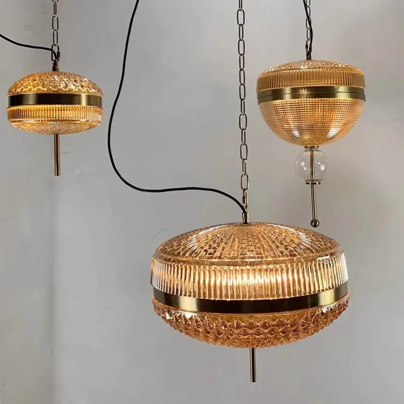 Mid Century Pendant Light with Retro Glass Lampshade for Kitchen & Living Room Decor by Axyaa