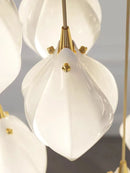 Axyaa Ceramic Magnolia Flower G9 LED Chandelier - White Luxury Pendant Light