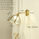 Axyaa Brass Glass Wall Lamp E27 Socket, Elegant Nordic Design, Pull Switch Option