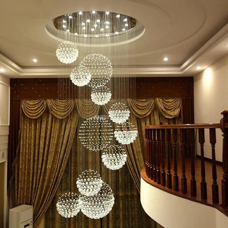 Axyaa Crystal Ball Chandelier - Large Lustre Ceiling Light, D80*H300cm