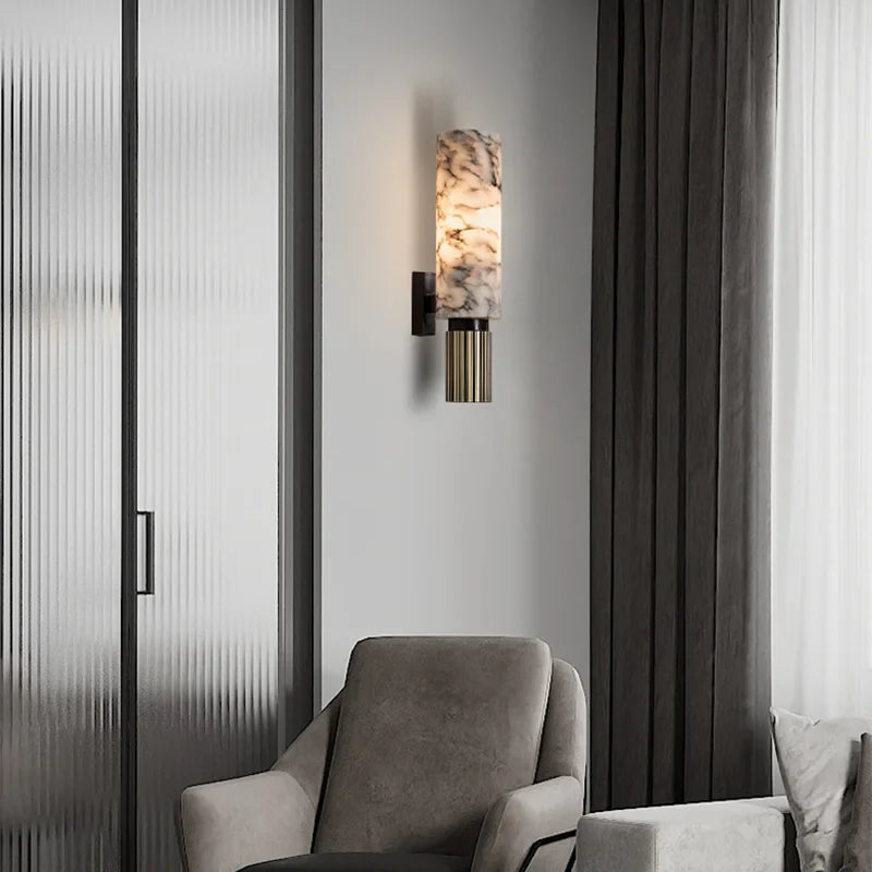 Axya Marble Wall Lamp: Luxury LED Light Fixtures for Home Decor