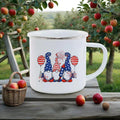 Axyaa Independence Enamel Mug: American Flag Coffee Cup for Freedom Lovers.