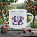 Axyaa Independence Enamel Mug: American Flag Coffee Cup for Freedom Lovers.