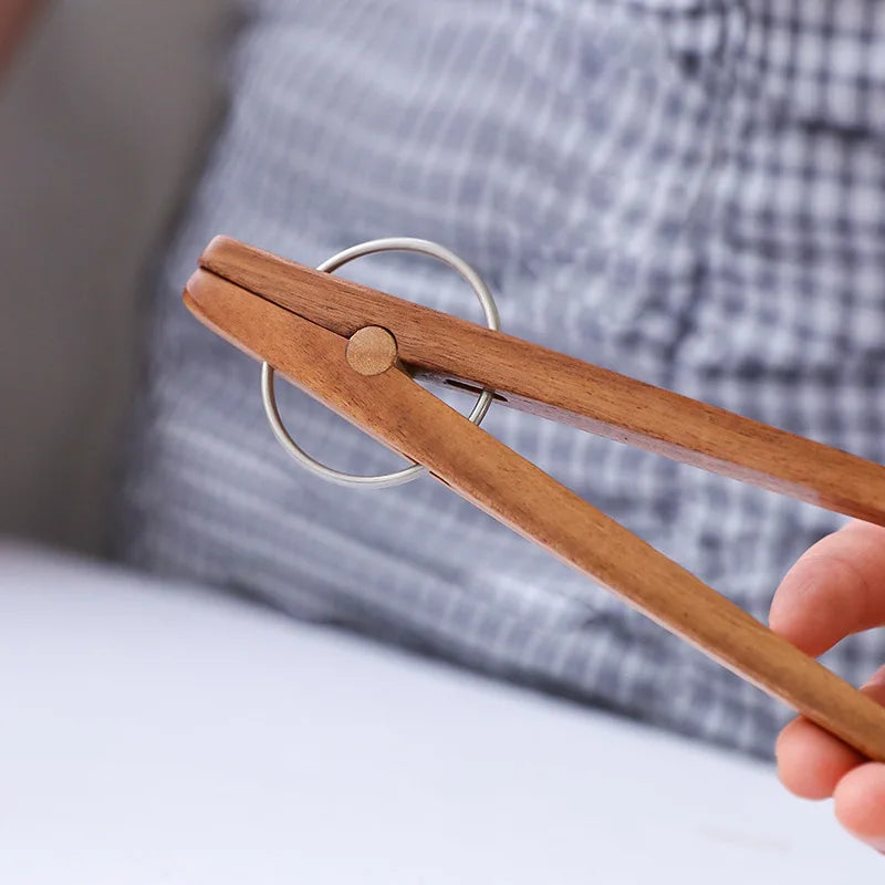 Wooden Food Tongs Steak BBQ Bread Clips Kitchenware by Axyaa