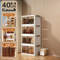 Axyaa 5-Layer Folding Storage Cabinet with Wheels, Large Capacity Organizer