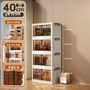 Axyaa 5-Layer Folding Storage Cabinet with Wheels, Large Capacity Organizer