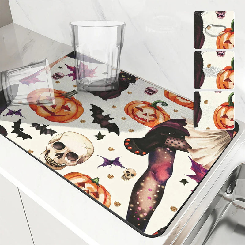 Axyaa Halloween Black Cat Antiskid Drying Mat