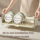 Axyaa Dish Drying Rack with Drainboard - Rust-proof Countertop Organizer