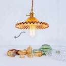 Axyaa Retro Copper Glass LED Pendant Light for Bedroom & Dining Room