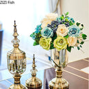 Axyaa Retro Glass Vase Set: European Antique Home Decor Floral Ornaments