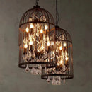 Axyaa Iron Birdcage Crystal Chandelier: Vintage Spherical Pendant Light