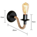 Axyaa Industrial Hemp Rope Wall Lamp Wood Sconce E27 Loft Indoor Outdoor Light