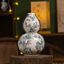 Axyaa Gourd Porcelain Vase: Chinese Blue White Home Decor Flower Arrangement