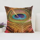 Axyaa Peacock Feathers Cushion Cover Set for Bed and Sofa