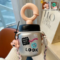 Axyaa 580ML Cute Glass Water Bottle With Straw, Tea Separation, Portable for Girls