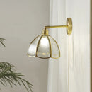 Axyaa Brass Glass Wall Lamp E27 Socket, Elegant Nordic Design, Pull Switch Option