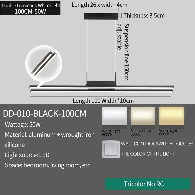 Axyaa LED Pendant Chandelier Black Minimalist Design for Bedroom, Restaurant, Living Room