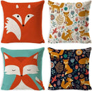 Axyaa Linen Fox Sofa Cushion Cover 50x50 Square Home Décor Pillowcase