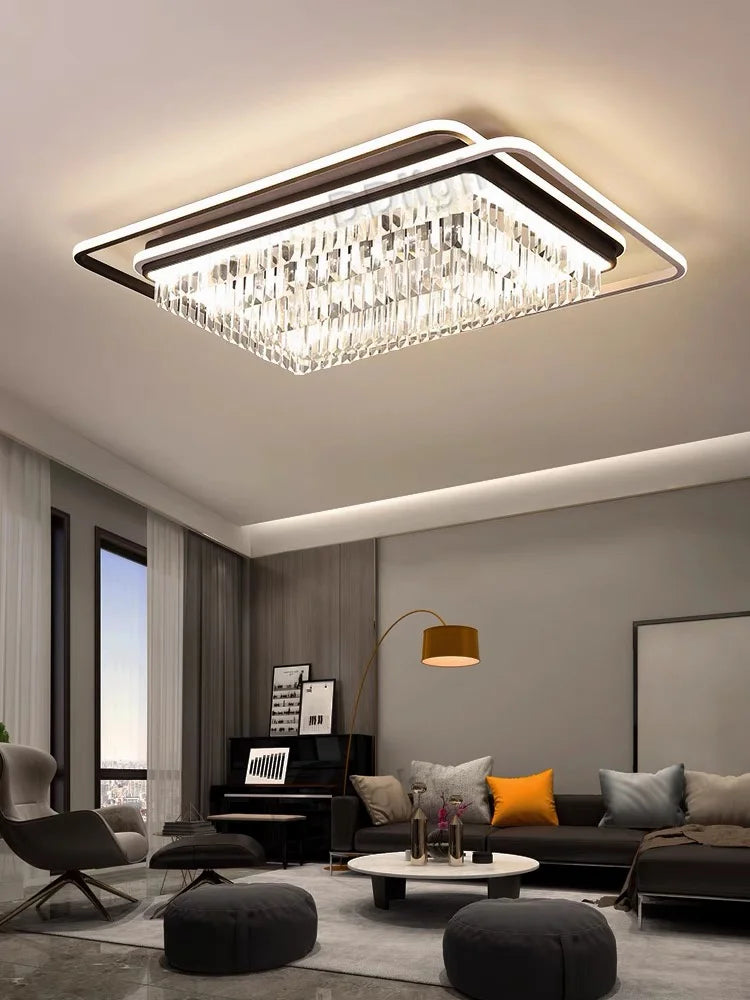 Axyaa Crystal Chandelier Lamp Set for Modern Industrial Lighting in Living Room