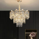 Axyaa Gold Metal LED Crystal Chandelier for Dining and Living Room