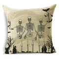 Axyaa Skull Pumpkin Printed Linen Throw Pillowcase for Living Room Party