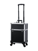 Axyaa Large Cosmetic Trolley Case with Key, Aluminum Professional Makeup Organizer