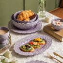 Axyaa Purple Lace Relief Ceramic Tableware Set