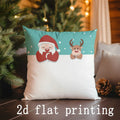 Axyaa Santa & Reindeer Christmas Cushions for Sofa, Bedroom, Car - Rectangular Pillow Cover