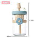 Axyaa Flower Tea Glass Cup with Straw - Cold Brew Tumbler for Juice, Coffee, Milk