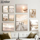 Axyaa Sunset Lake Canvas Wall Art - Nordic Scenery Print for Home Decor