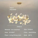 Axyaa Ginkgo Leaf Chandelier Ceramics Acrylic Pendant Light for Living Dining Room