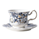 Axyaa Retro Blue & White Ceramic French Tea Cup Set with Gold-painted Accents