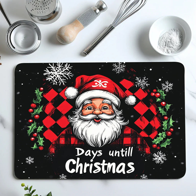 Axyaa Santa Kitchen Draining Mat - Quick Dry Dish Drainer Mat - Absorbent Countertop Drying Pad