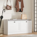 Axyaa Shoe Storage Bench with Padded Seat & Two Flip Drawers