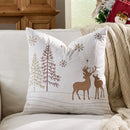 Embroidered Forest Deer Velvet Christmas Pillow Cover 45x45cm for Living Room & Bedroom by Axyaa