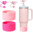 Axyaa Heart Cup Set: 2 Straw Cover Caps, 2 Straw Toppers - 30oz 40oz Tumbler
