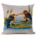 Axyaa Elegant Floral Bird Pattern Linen Cushion Cover 45x45cm for Living Room Sofa