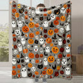 Axyaa Halloween Pumpkin Print Flannel Blanket - Cozy Office & Home Gift